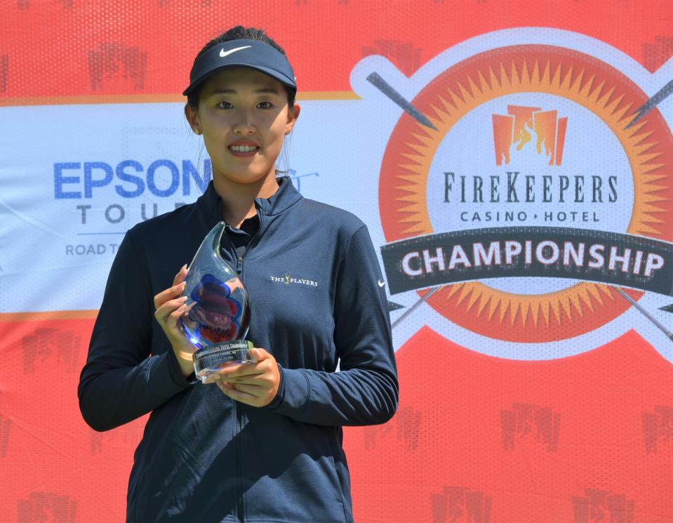17-year-old Xiaowen Yin earned her first career victory on the Epson Tour by winning the FireKeepers Casino Hotel Championship in a  one-hole playoff.