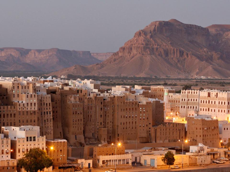 View of the historical city of Shibam in southeastern Yemen.