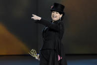 Amy Sherman-Palladino accepts the award for outstanding writing for a comedy series for "The Marvelous Mrs. Maisel" at the 70th Primetime Emmy Awards on Monday, Sept. 17, 2018, at the Microsoft Theater in Los Angeles. (Photo by Chris Pizzello/Invision/AP)