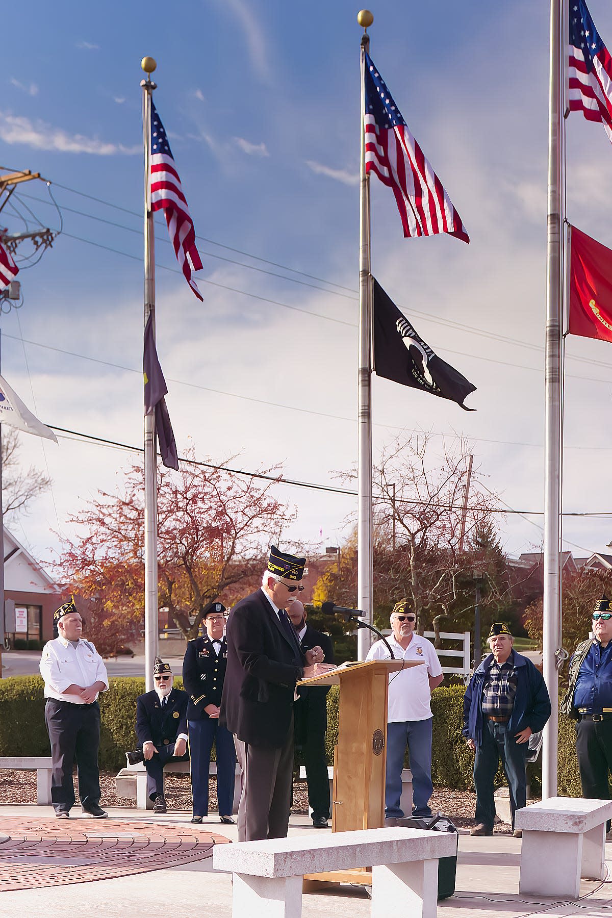 American Legion Post 803 and VFW Post 2629 will conduct a wreath laying ceremony May 30 (Memorial Day) at 10:15 a.m. at Veterans Memorial Park on Route 82 near Barrington Town Center. Pictured is a previous Memorial Day ceremony.