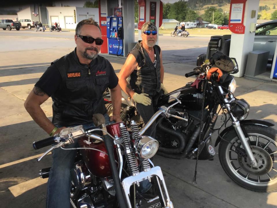 <div class="inline-image__caption"><p>Carl McCormack, 55, and his buddy Andrew Rick, 54, both of Blackhawk, S.D., look forward to the Rally every year. Neither one is vaccinated.</p></div> <div class="inline-image__credit">Courtesy Tom Lawrence</div>