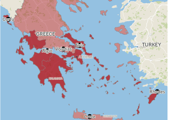 The map showing the location of the wildfires (Independent)