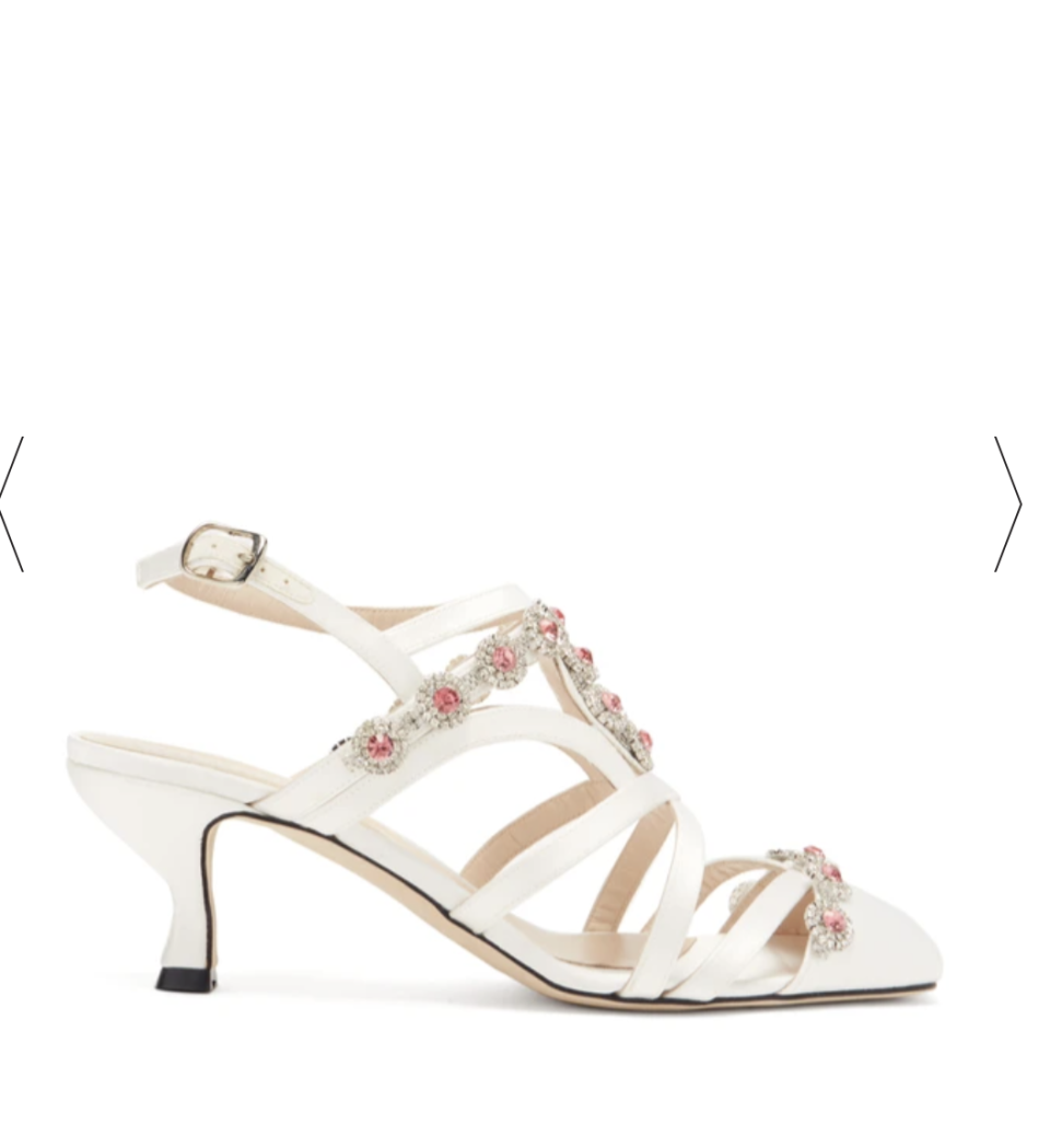 Crystal daisy-cupchain satin sandals