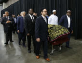 The coffin of late boxing champion Muhammad Ali arrives for a jenazah. REUTERS/Lucas Jackson