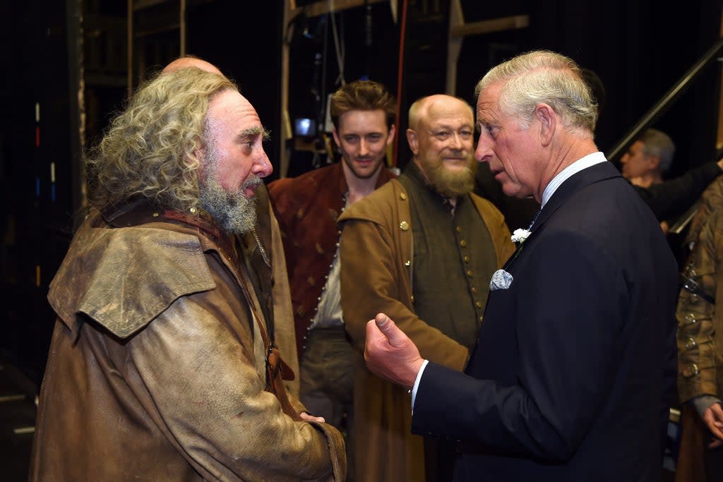 The Prince of Wales meets his favourite actor Sir Antony Sher after he had played Sir John Falstaff in a performance of ‘Henry IV Part I’ at The Royal Shakespeare Theatre in Stratford-upon-Avon in 2014 (PA Archive)