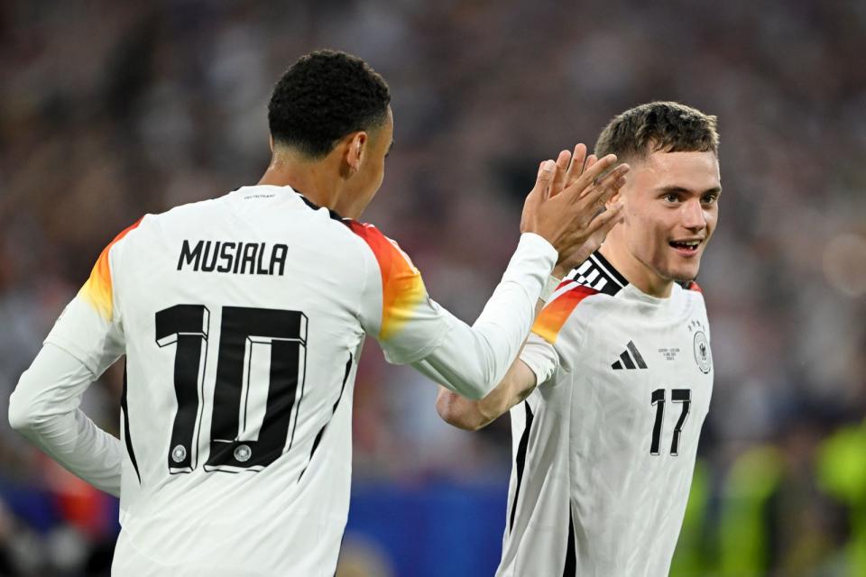 Bislang läuft es für Florian Wirtz und Jamal Musiala bei der Euro. Dasselbe lässt sich für die Einschaltquoten festhalten. (Bild: 2024 Getty Images/Shaun Botterill)