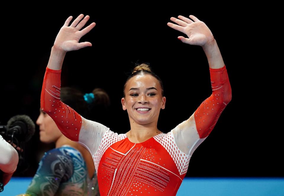 Georgia-Mae Fenton won gold on the women’s uneven bars (Mike Egerton/PA) (PA Wire)