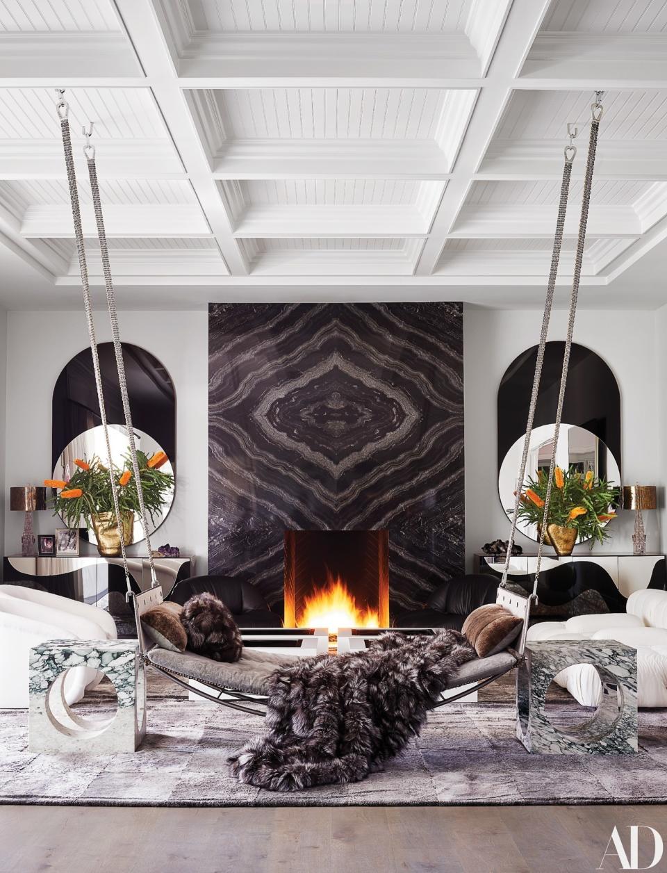 Martyn Lawrence Bullard design
Kylie Jenner's living room in Hidden Hills, California (pictured above).
Highlight: Fresh designs for his MLB collection of fabrics and wall coverings. Notable clients: Kylie Jenner; Cher; Alessandra Ambrosio; Sharon and Ozzy Osbourne; Aaron Sorkin. ► Los Angeles; martynlawrencebullard.com