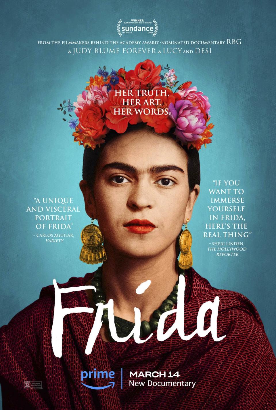 This image released by Amazon Prime shows promotional art for the documentary "Frida." (Amazon Prime via AP)