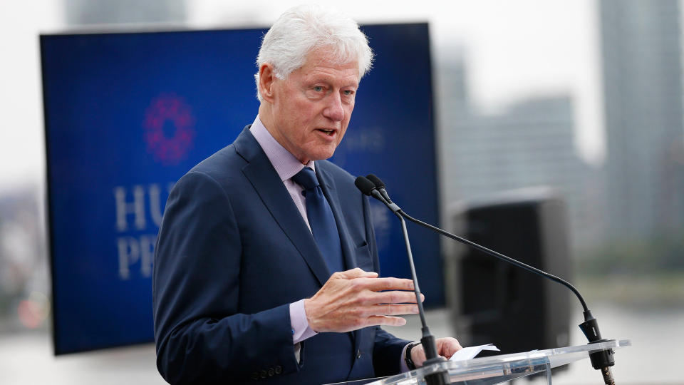 Former US President Bill Clinton announces the winner of the million dollar Hult Prize during the awards presentation at the 2019 Hult Prize Finals and Awards Gala at the United Nations on in New YorkThe Hult Prize Finals and Awards 2019 at the United Nations, New York, USA - 14 Sep 2019.