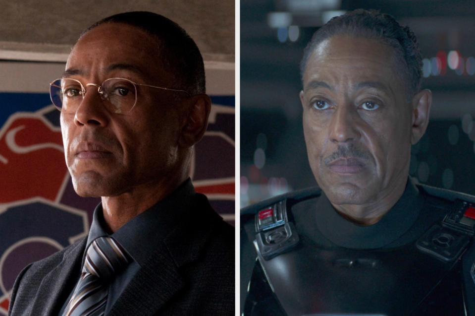 Side-by-side of Giancarlo Esposito in "Breaking Bad" and "The Mandalorian"