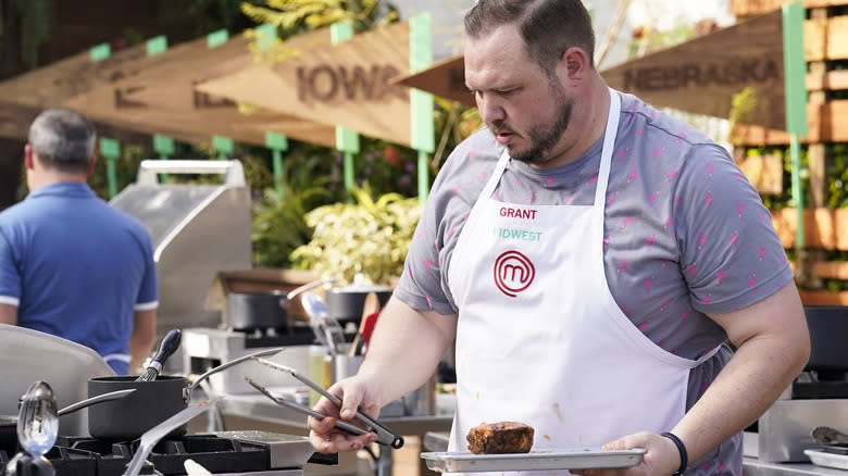 Grant Gillon cooking in MasterChef challenge