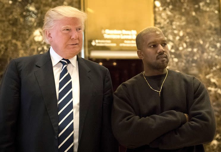 Donald Trump and Kanye West on Dec. 13. (Photo: Drew Angerer/Getty Images)