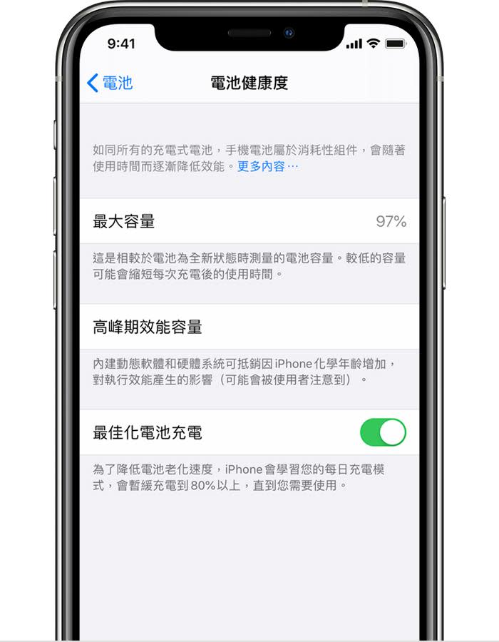 開啟最佳化電池充電雖然會降低充電速度，但卻能有效減緩電池老化。（圖／翻攝自蘋果官網）