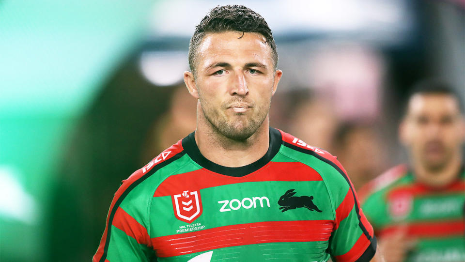 Former South Sydney star Sam Burgess in the jersey.