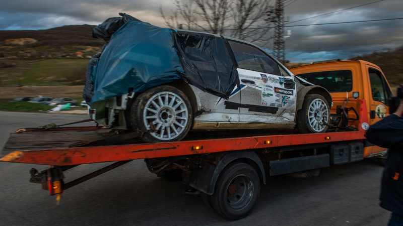 The crash occurred in the fifth stage of the Esztergom-Nyerges Rally in Hungary. - Photo: FERENC ISZA/AFP (Getty Images)