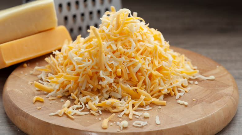 Pile of shredded cheese