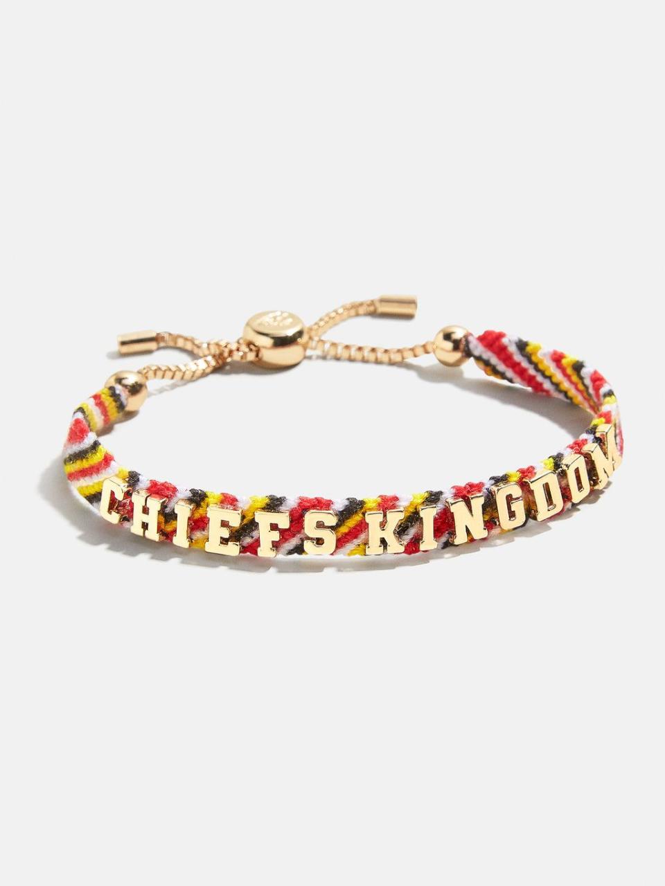 <p><a href="https://go.redirectingat.com?id=74968X1596630&url=https%3A%2F%2Fwww.baublebar.com%2Fproducts%2Fnfl-woven-friendship-bracelet-kansas-city-chiefs&sref=https%3A%2F%2Fwww.biography.com%2Fbio-buys%2Fg46120023%2Fbest-taylor-swift-gifts%2F" rel="nofollow noopener" target="_blank" data-ylk="slk:Shop Now;elm:context_link;itc:0;sec:content-canvas" class="link ">Shop Now</a></p><p>Kansas City Chiefs Woven Friendship Bracelet</p><p>baublebar.com</p><p>$46.00</p>