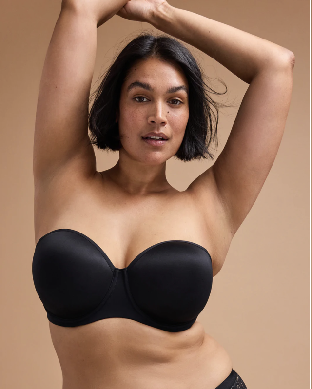 Core Microfiber Strapless Bra in Brown & Nude