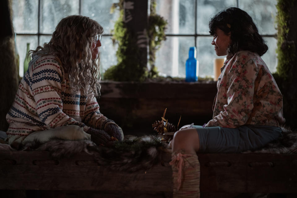 Samantha Hanratty as Teen Misty and Nuha Jes Izman as Teen Crystal in “Yellowjackets” - Credit: Kailey Schwerman/SHOWTIME