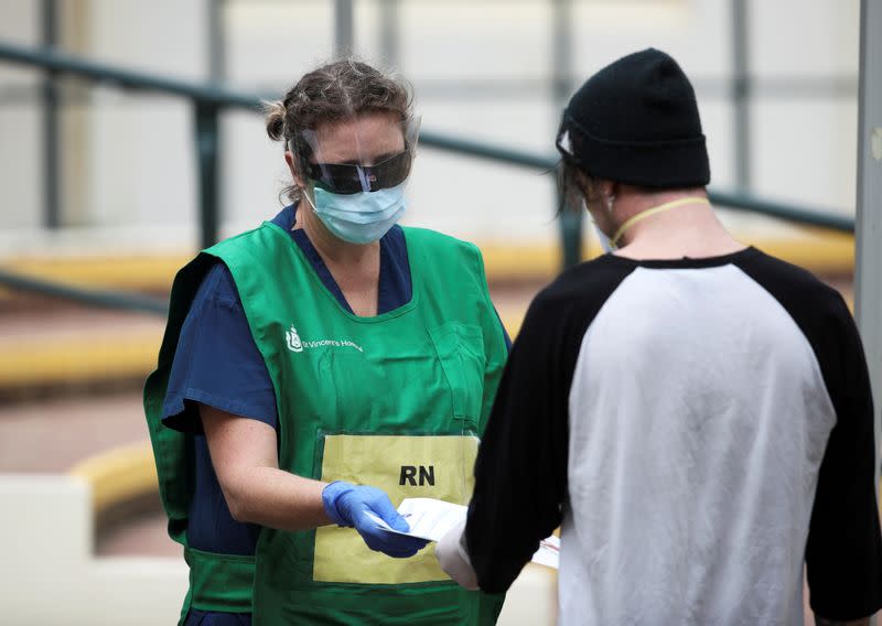 A pop-up clinic begins testing for the coronavirus disease (COVID-19) at Bondi Beach, Sydney