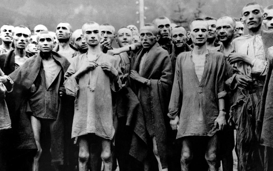 GERMANY - JANUARY 01: Deportees Who Survived The Death Marches Of The Massacre Of Gardelegen (Saxony) Perpetrated By The Nazis On The Run. In April 1945. They Are Prisoners Of The Camp Neuengamme Hannover-Stocken The Ss Led To Bergen-Belsen And Then To The Military Camp (Photo by Keystone-France/Gamma-Keystone via Getty Images) - Keystone-France/ Gamma-Keystone