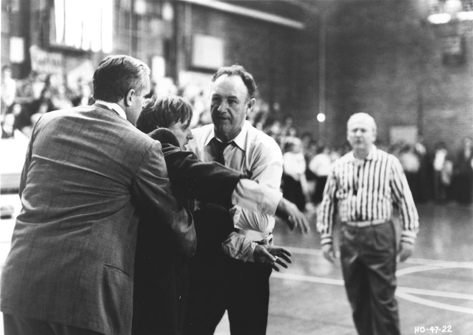 Robert Swan, left, Dennis Hopper and Gene Hackman appear in a scene from the 1986 film "Hoosiers." The Goshen Theater will hold a free screening of the film March 17.