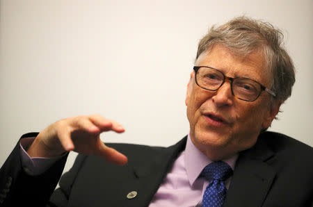 Bill Gates speaks during an interview with Reuters in London, Britain, April 18, 2018. REUTERS/Hannah McKay