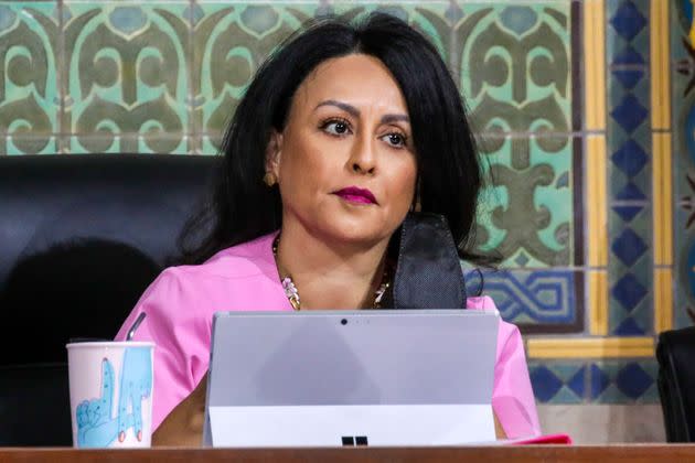 Nury Martinez stepped down as president of the Los Angeles City Council on Monday after leaked audio revealed her making racist remarks about a colleague and his child. She retained her seat on the council, though. (Photo: Irfan Khan/Los Angeles Times via Getty Images)