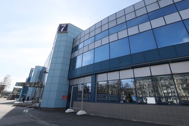 A view shows a pavilion of Lenexpo exhibition center turned into a temporary hospital amid the coronavirus disease outbreak in Saint Petersburg