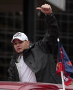 ST. LOUIS, MO - OCTOBER 30: Yadier Molina of the St. Louis Cardinals participates in a parade celebrating the team's 11th World Series championship October 30, 2011 in St. Louis, Missouri. (Photo by Whitney Curtis/Getty Images)