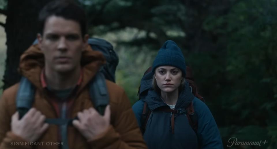 A young woman keeps an intense stare on her lover during a hike in "Significant Other"