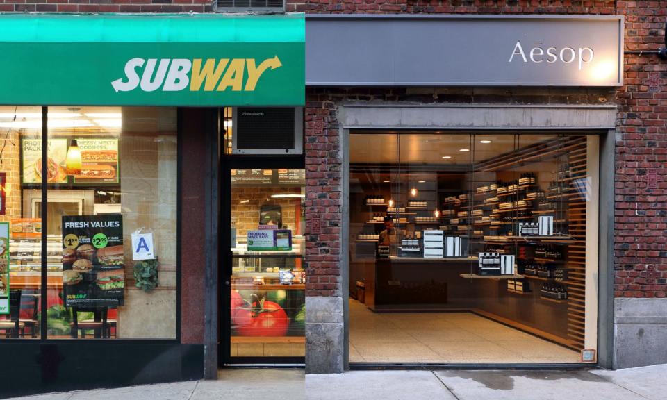 <span>Start making scents: the smells of Subway and Aesop will be familiar to passersby.</span><span>Photograph: AP/Guardian Design</span>