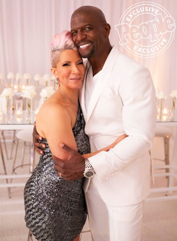 On July 27, Terry Crews and his wife Rebecca King-Crews celebrated 30 years of marriage with an over-the-top party at the Four Seasons in Beverly Hills. Surrounded by their loved ones — and famous faces including Olivia Munn, Stevie Wonder, Chris Daughtry and more — the couple took in surprise performances and danced the night away.