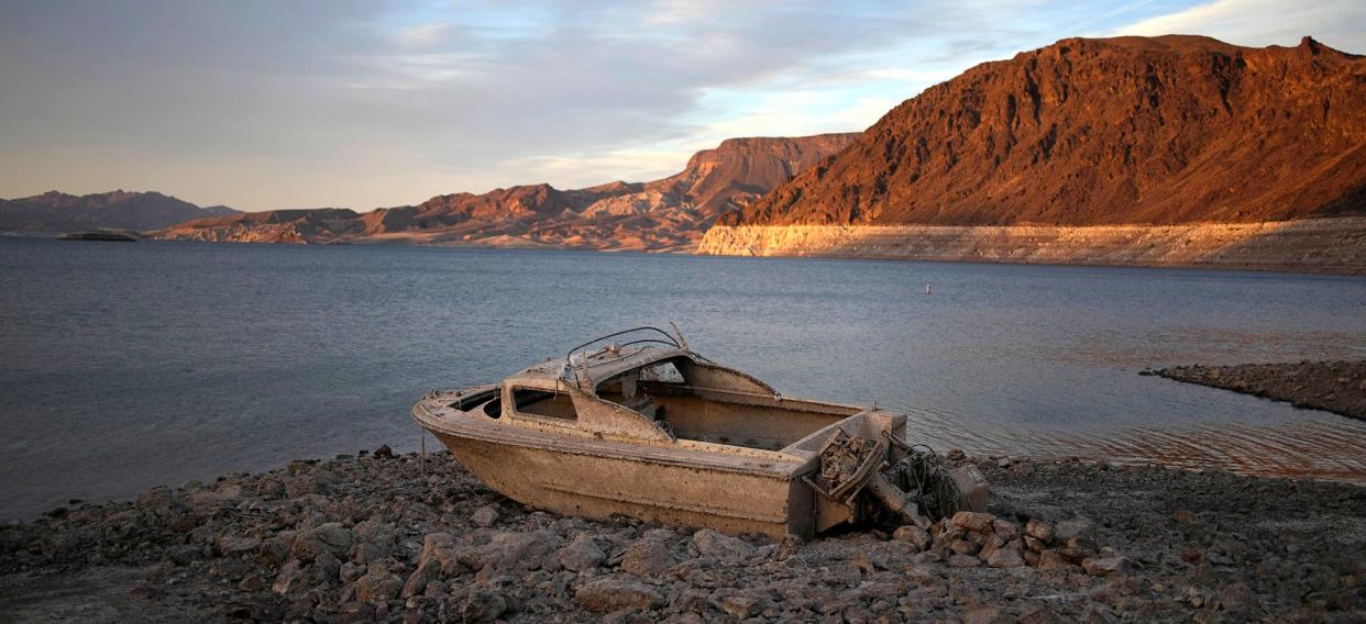 Lake Mead in Nevada is just one of the areas of the Western U.S. that has seen water levels fall dramatically in recent years due to drought, a situation that scientists say has been compounded by climate change.