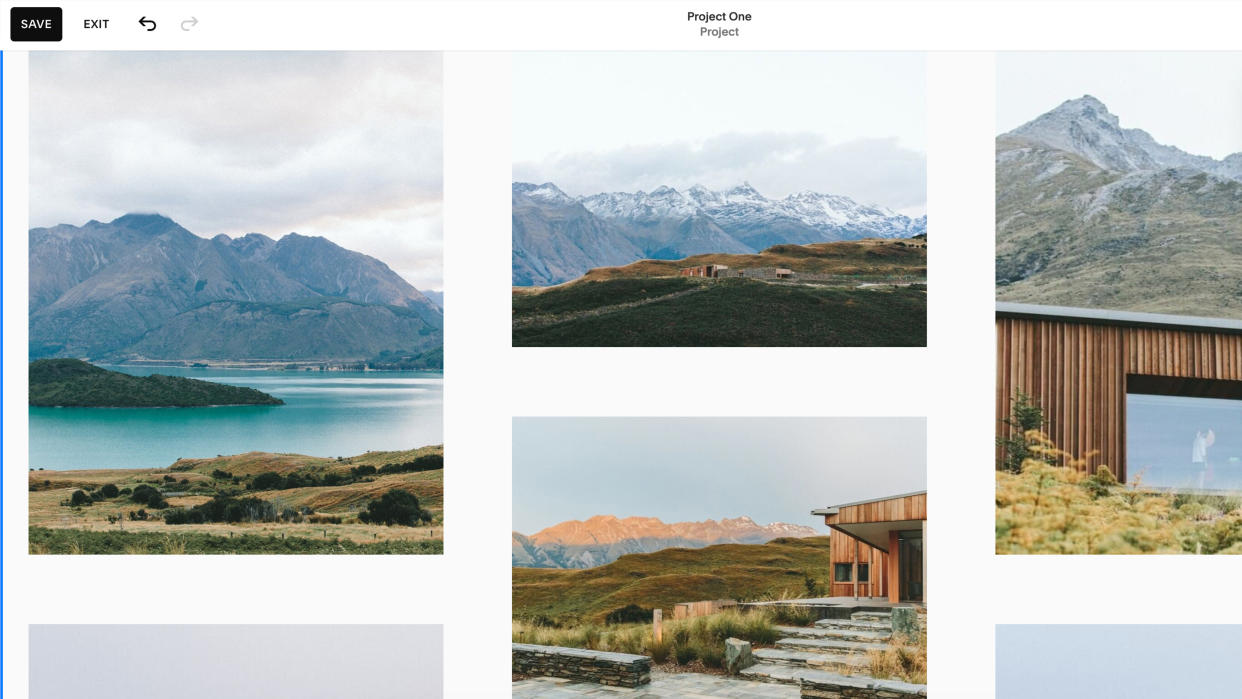  Screenshots from the Squarespace website builder. 