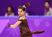 <p>Russia’s Evgenia Medvedeva competes in the women’s single skating free skating of the figure skating event during the Pyeongchang 2018 Winter Olympic Games at the Gangneung Ice Arena in Gangneung on February 23, 2018. / AFP PHOTO / Roberto SCHMIDT </p>