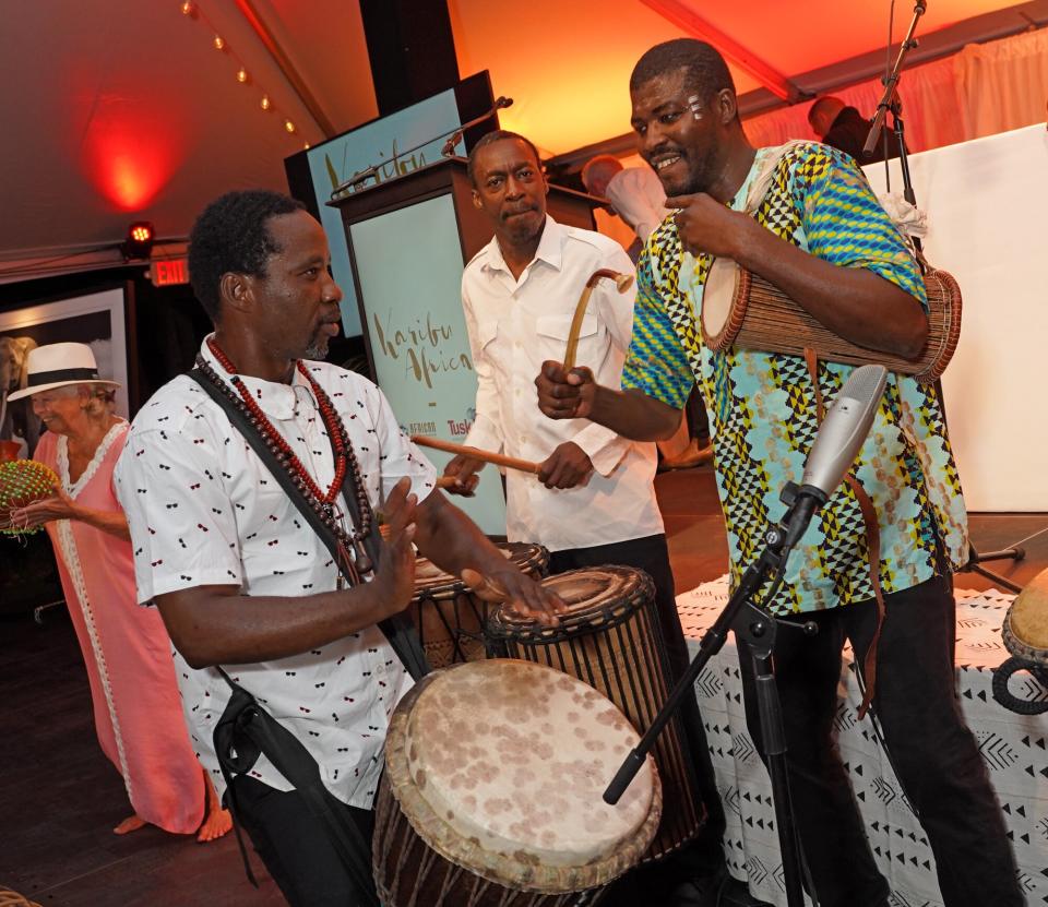 Musicians perform during Karibu Africa Hamptons Soirée on August 19, 2022 in Sag Harbor, New York.