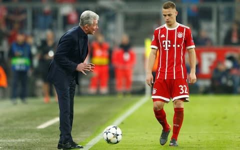 Bayern Munich coach Jupp Heynckes gives instructions to Joshua Kimmich - Credit: REUTERS/Michaela Rehle