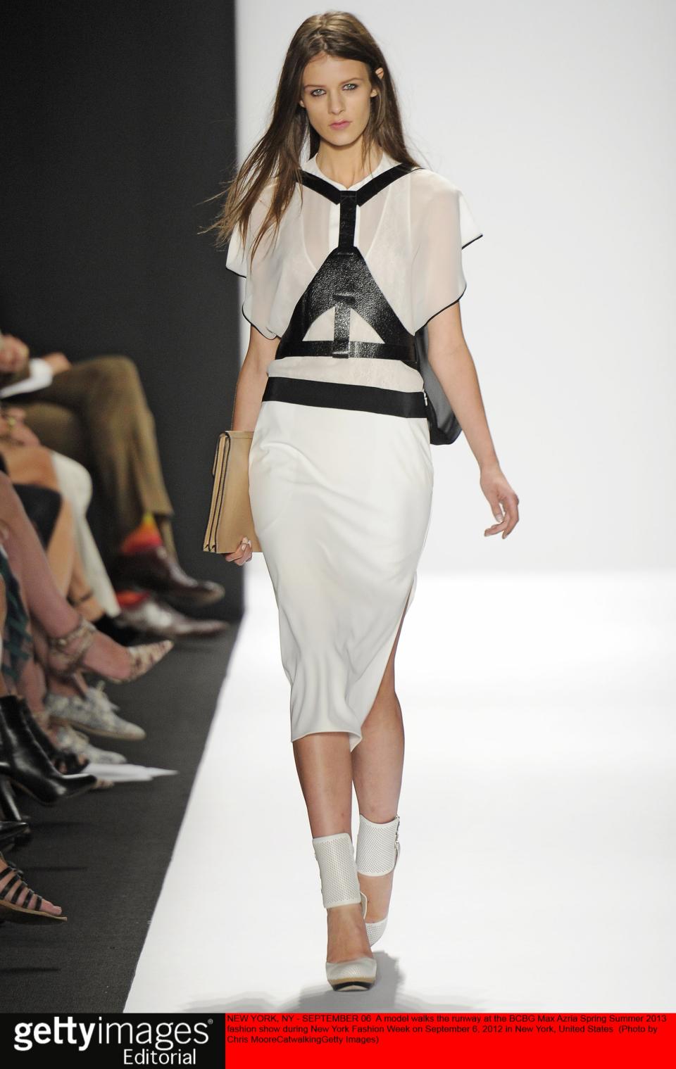 NEW YORK, NY - SEPTEMBER 06: A model walks the runway at the BCBG Max Azria Spring Summer 2013 fashion show during New York Fashion Week on September 6, 2012 in New York, United States. (Photo by Chris Moore/Catwalking/Getty Images)