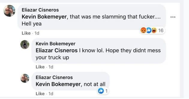 Eliazar Cisneros's Facebook boast after a 