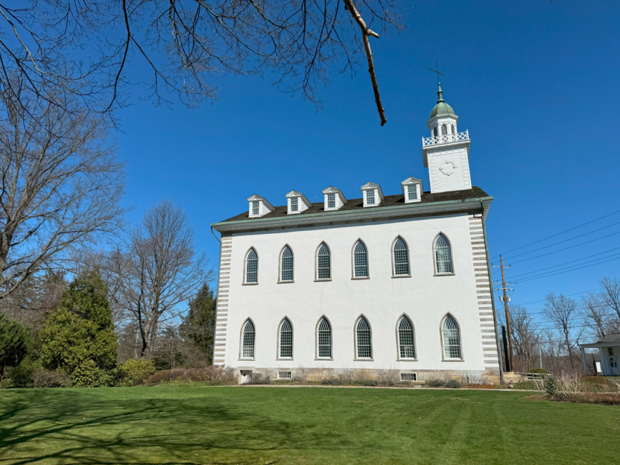 A photo of the Kirtland Temple on March 24, 2024. The Church of Jesus Christ of Latter-day Saints purchased the temple and other historic artifacts from the Community of Christ at the beginning of March 2024. (KTVX/Sarah Murphy)
