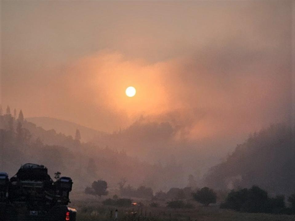 Smoke from the Happy Camp Complex hovers over west Siskiyou County.