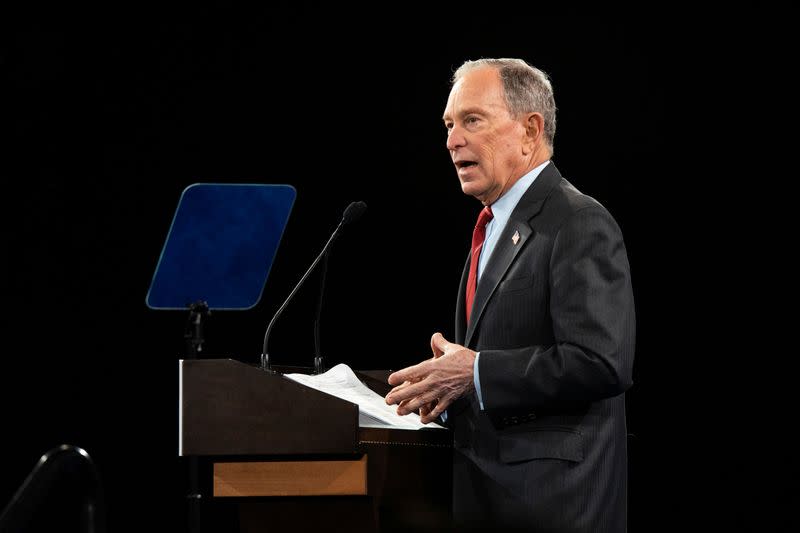 Democratic U.S. presidential candidate Mike Bloomberg delivers a speech during the campaign event "Women for Mike" in the Manhattan borough of New York City