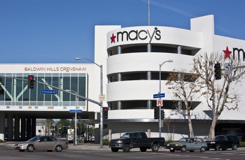 LOS ANGELES, CA - JANUARY 27: A Macy's Department Store in the Crenshaw District is seen on January 27, 2012 in Los Angeles, California. Over the past 20 years the downtown area has experienced a number of new construction projects leading to a well-defined urban center. (Photo by George Rose/Getty Images)