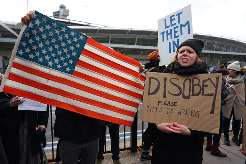 Protests at JFK over travel ban