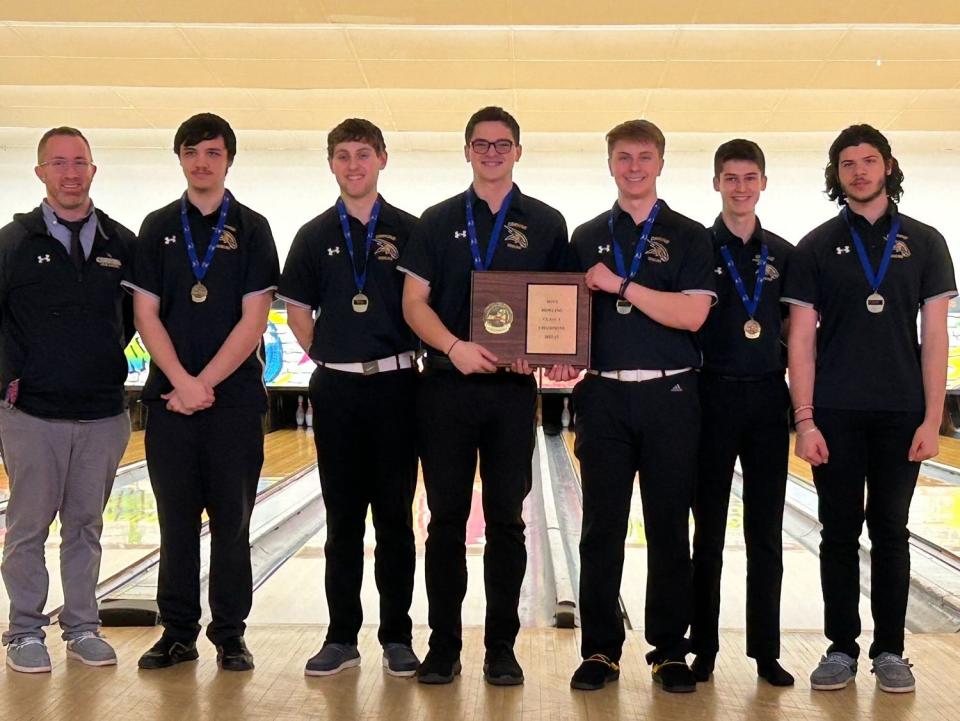 Corning won the Section 4 Class A title in boys bowling Feb. 18, 2023 at Midway Lanes in Vestal.