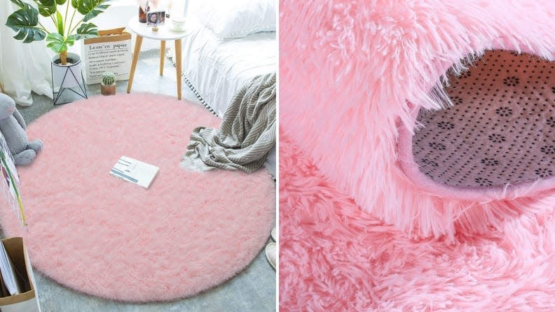 Add a pop of color with this furry rug.