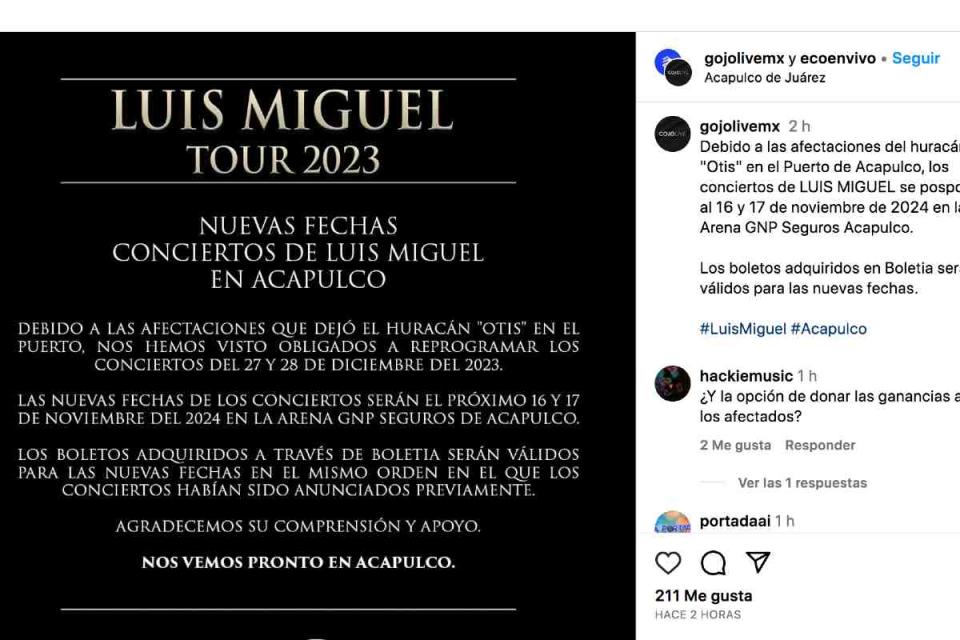 Luis Miguel conciertos Acapulco