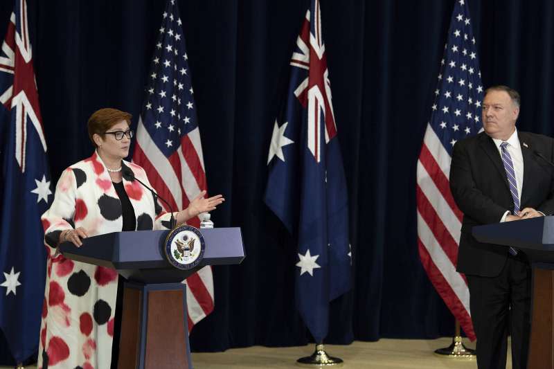 2020美澳部長級諮商會議：美國國務卿龐畢歐與澳洲外長佩恩（AP）